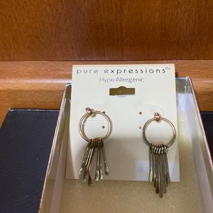 Pure Expressions gold tone dangle earrings nwt